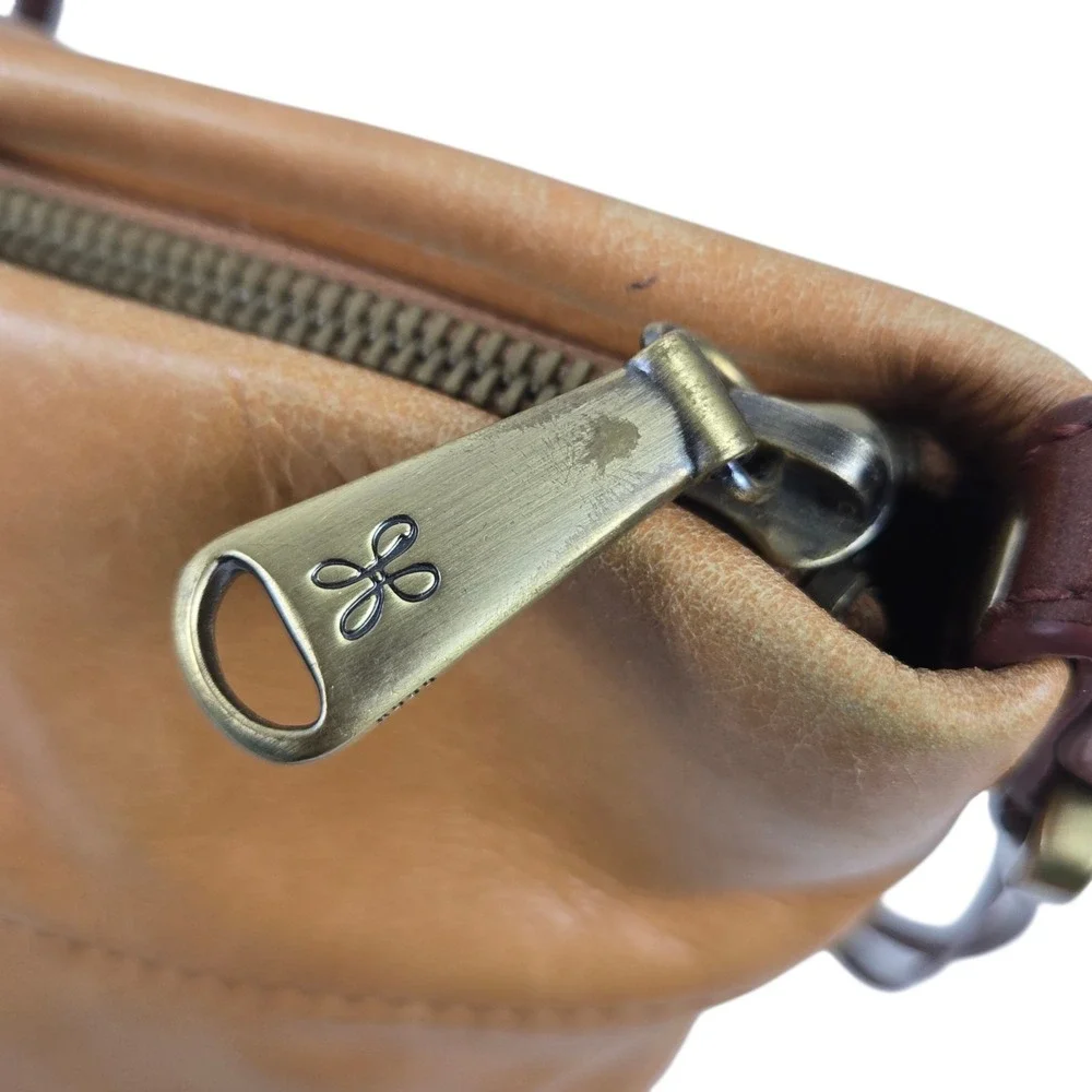 HOBO Cecily Caramel Brown Leather Tote Satchel Shoulder Bag‎ Double Handles READ